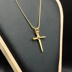 Rustic Gold Cross Necklace | Hand-Wrapped Wire Cross Pendant Valentine's Gift